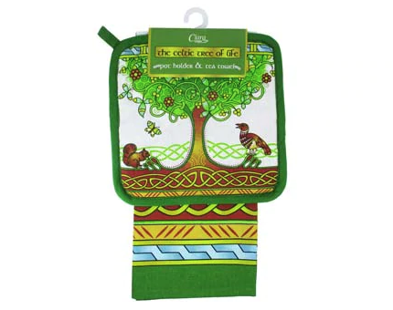 KITCHEN & ACCESSORIES CELTIC CLARA TEA TOWEL & POT HOLDER - TREE of LIFE