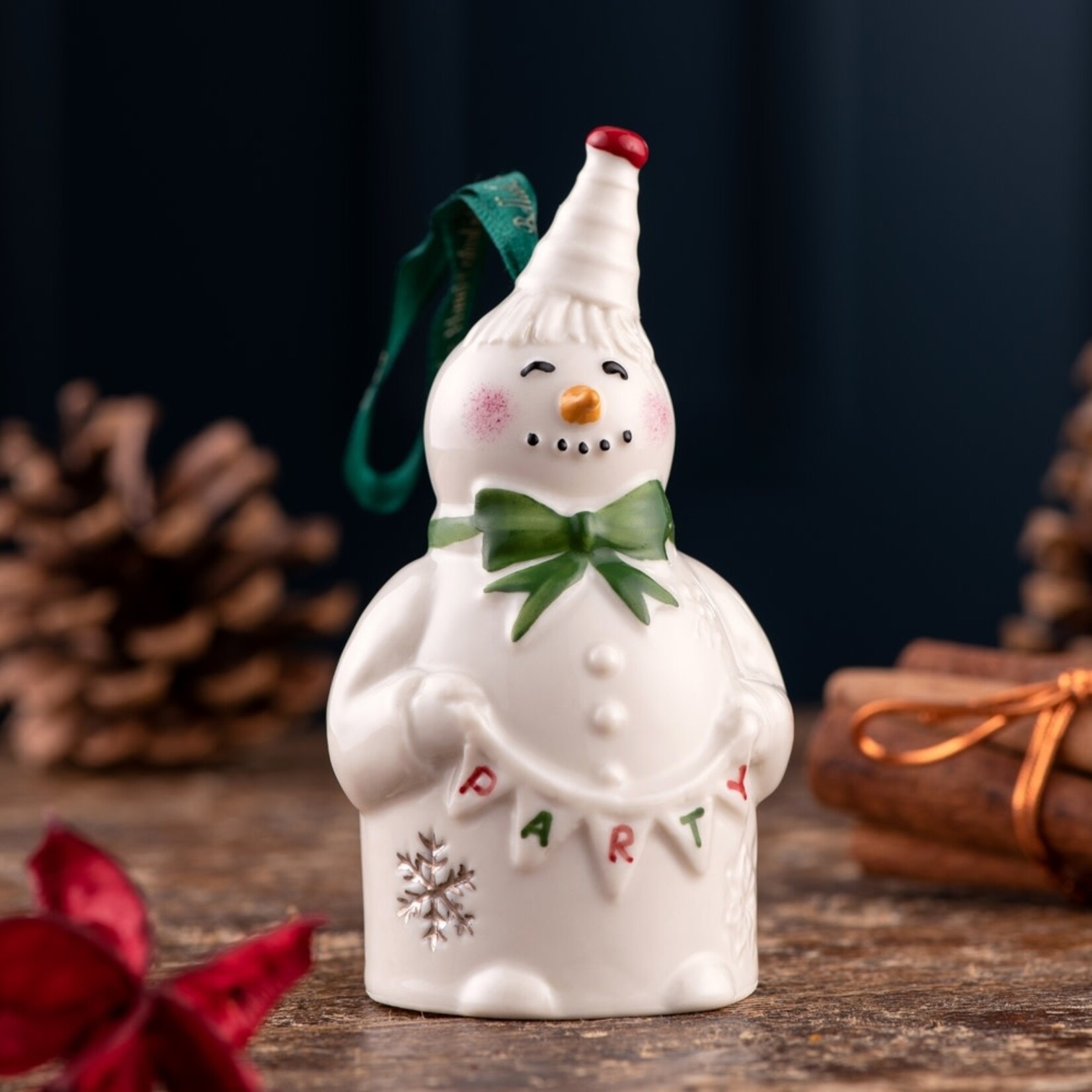 ORNAMENTS BELLEEK BELL ORNAMENT - Party Snowman