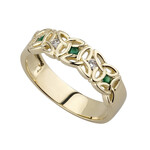 RINGS SOLVAR 10K TRINITY RING w Emerald & CZ