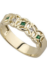 RINGS SOLVAR 10K TRINITY RING w Emerald & CZ