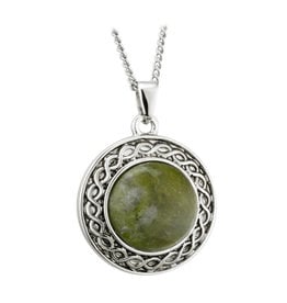 SOLVAR RHODIUM PLATE w CONNEMARA CELTIC ROUND PENDANT