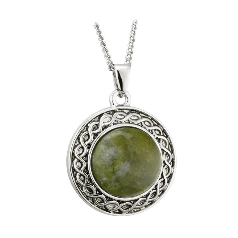 SOLVAR RHODIUM PLATE w CONNEMARA CELTIC ROUND PENDANT