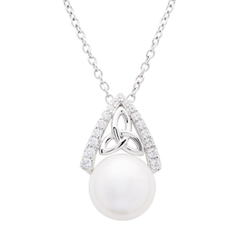 PENDANTS & NECKLACES SHANORE STERLING TRINITY PENDANT with PEARL & CZs