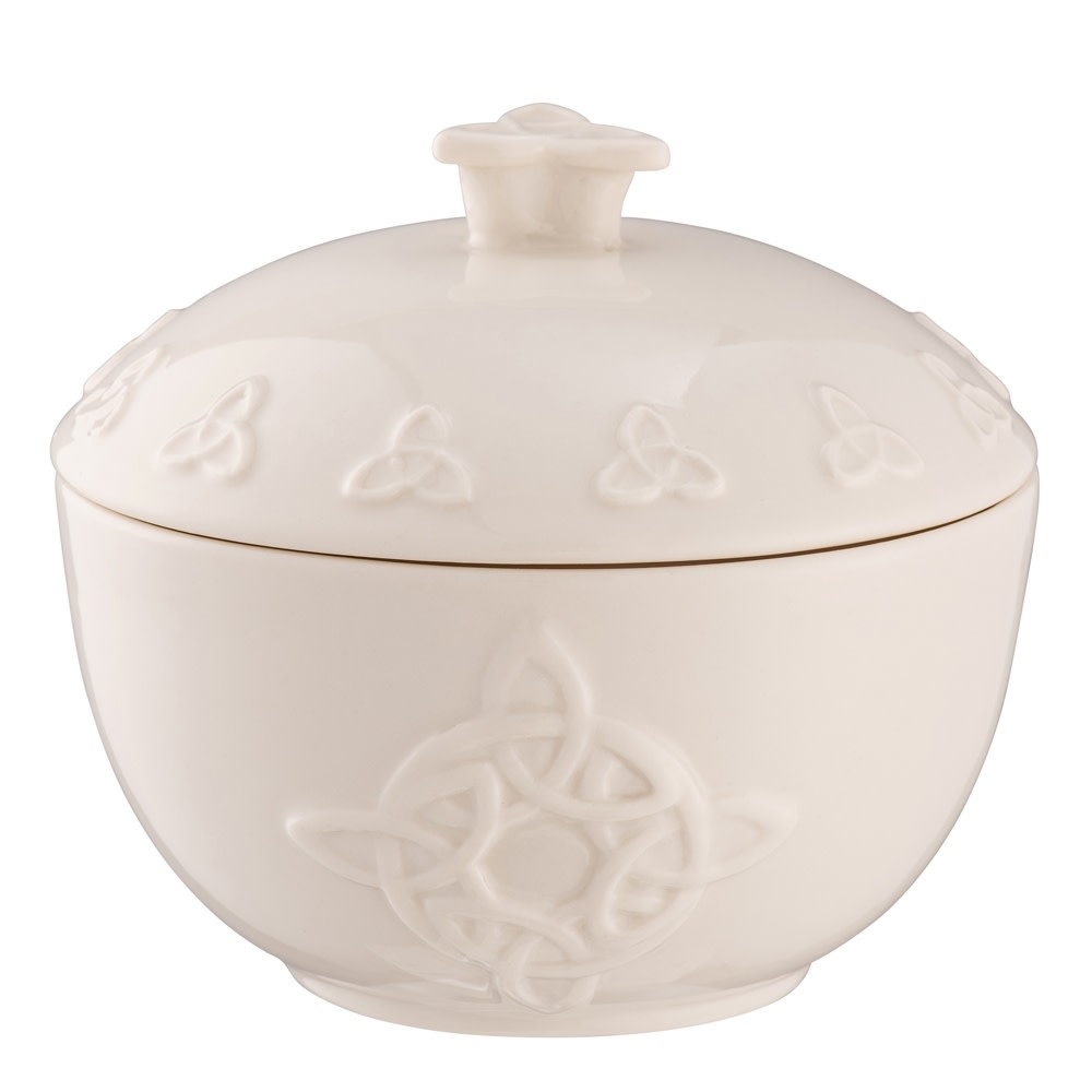 KITCHEN & ACCESSORIES BELLEEK TRINITY KNOT COVERED SUGAR BOWL