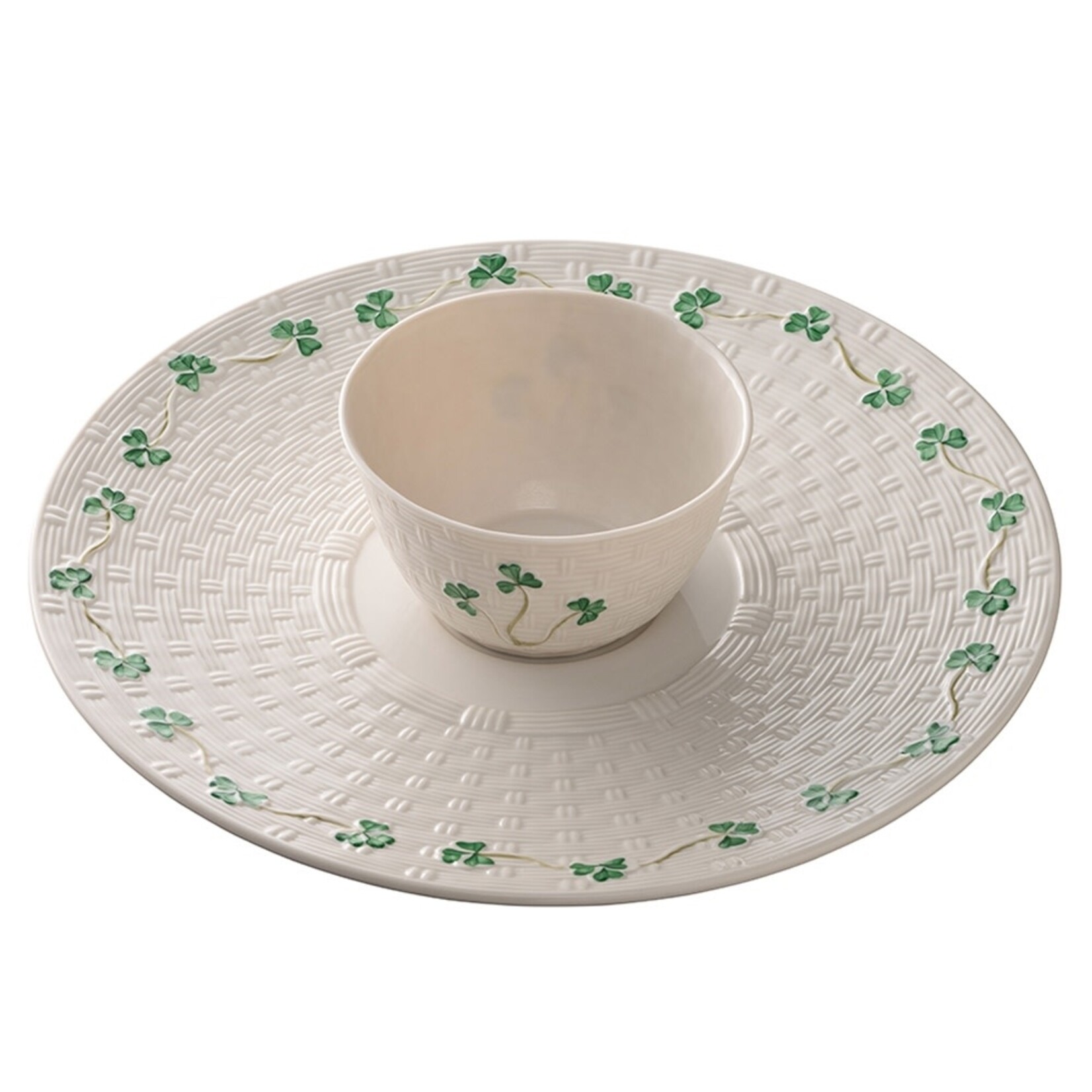 PLATES, TRAYS & DISHES BELLEEK CLASSIC SHAMROCK CHIP & DIP SET