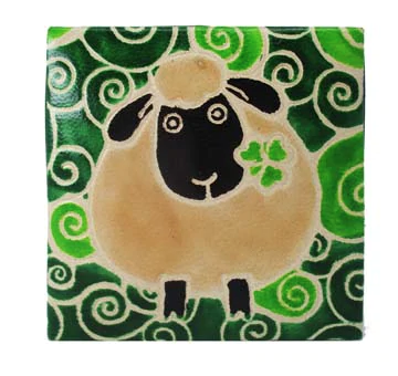 SMALL NOVELTY IRISH GIFTS SQUARE LEATHER PURSE - Sheep