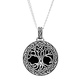 PENDANTS & NECKLACES SHANORE STERLING GENTS CELTIC TREE of LIFE PENDANT - Sky Collection w Onyx
