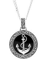 PENDANTS & NECKLACES SHANORE STERLING GENTS CELTIC ANCHOR PENDANT - Sky Collection w Onyx