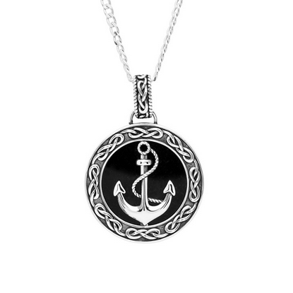 PENDANTS & NECKLACES SHANORE STERLING GENTS CELTIC ANCHOR PENDANT - Sky Collection w Onyx