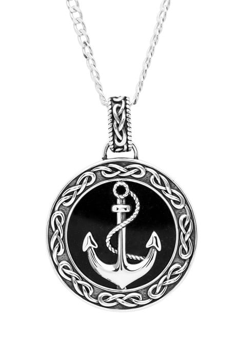 PENDANTS & NECKLACES SHANORE STERLING GENTS CELTIC ANCHOR PENDANT - Sky Collection w Onyx