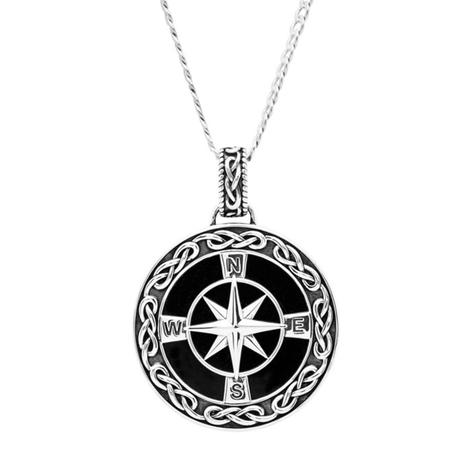 PENDANTS & NECKLACES SHANORE STERLING GENTS CELTIC COMPASS PENDANT - Sky Collection w Onyx