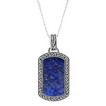 PENDANTS & NECKLACES SHANORE STERLING GENTS CELTIC DOG TAG PENDANT - Water Collection w Lapis