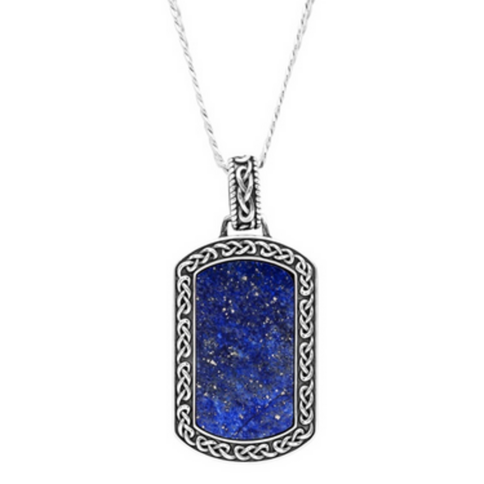 PENDANTS & NECKLACES SHANORE STERLING GENTS CELTIC DOG TAG PENDANT - Water Collection w Lapis