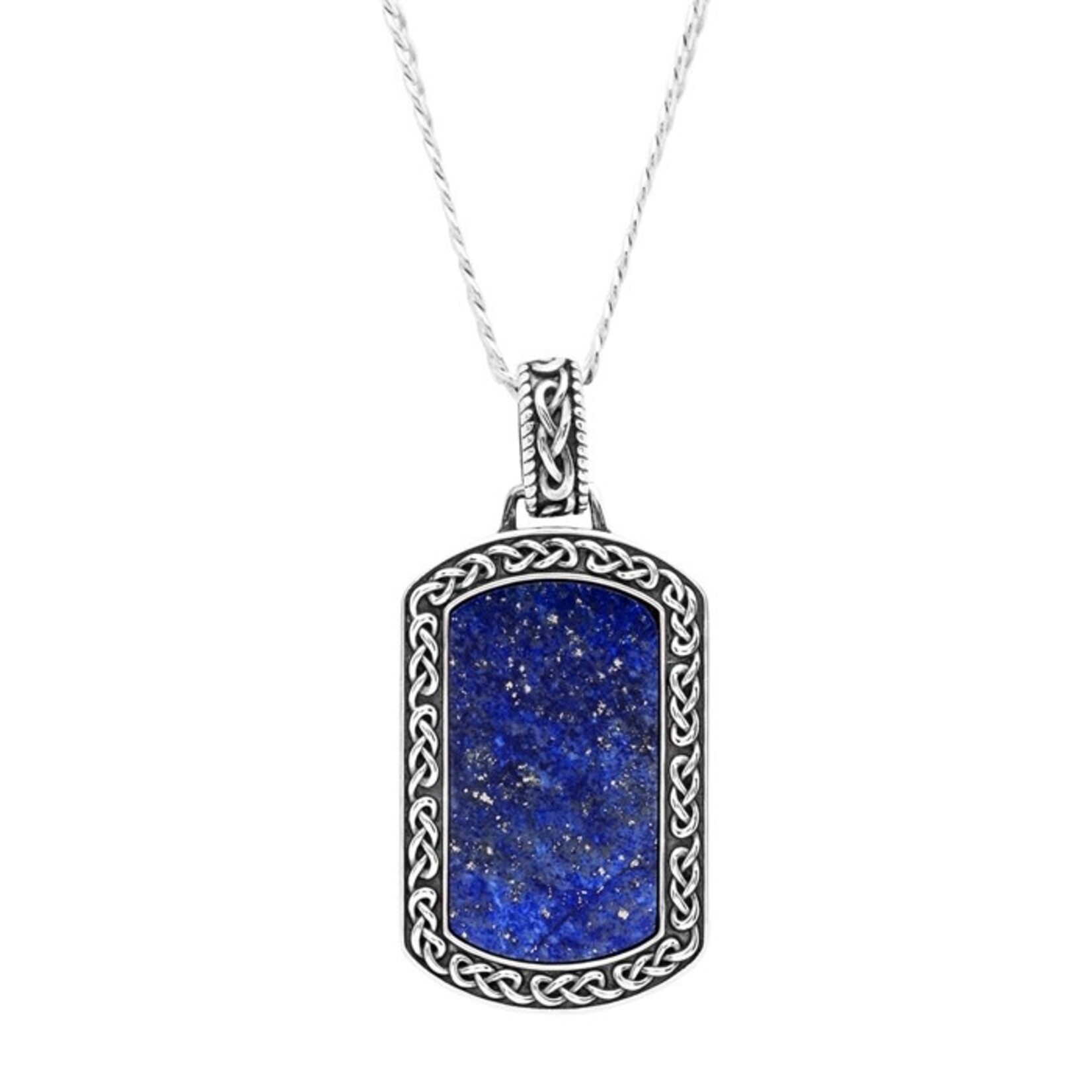 PENDANTS & NECKLACES SHANORE STERLING GENTS CELTIC DOG TAG PENDANT - Water Collection w Lapis