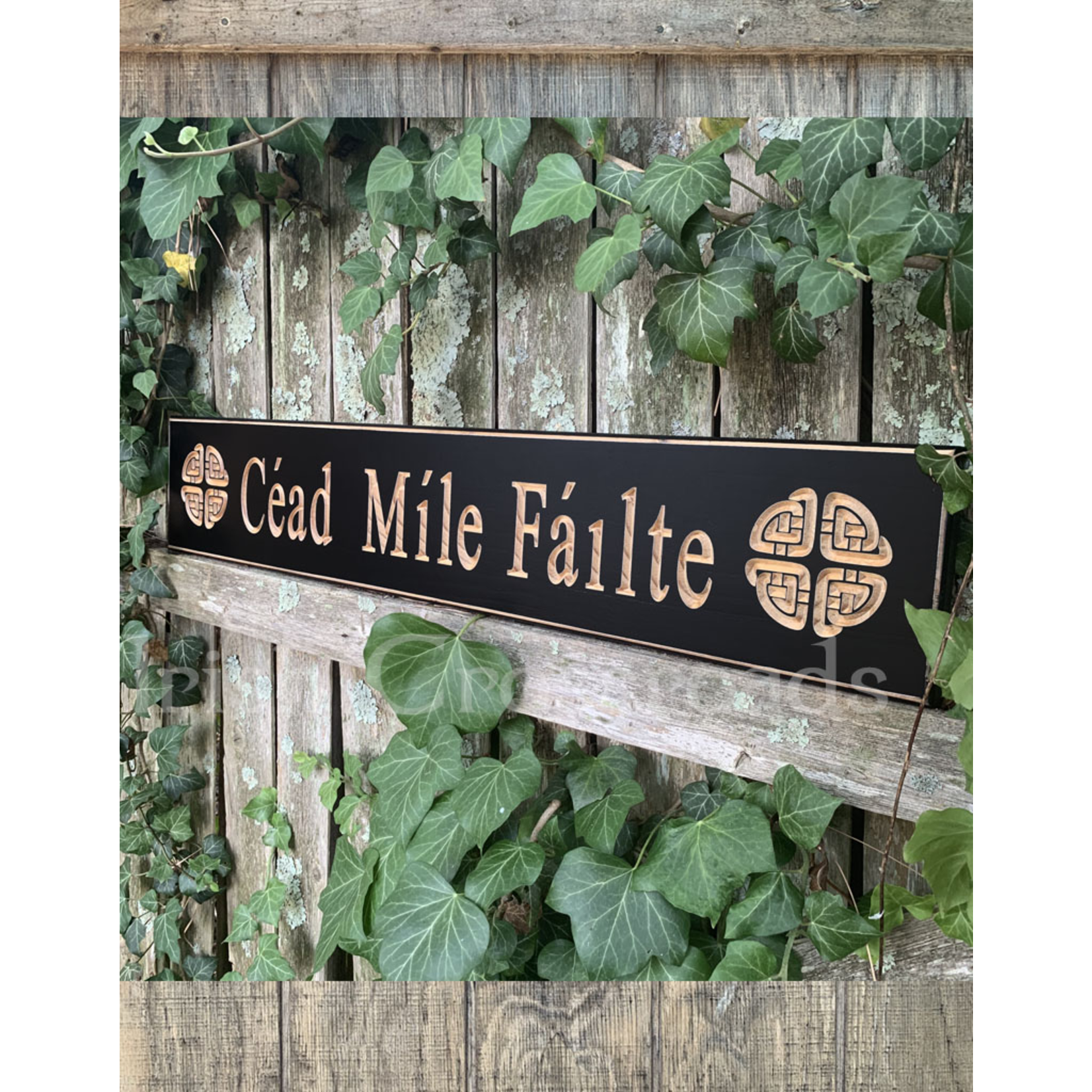 PLAQUES, SIGNS & POSTERS “CEAD MILE FAILTE” CARVED WOOD SIGN