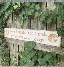 PLAQUES, SIGNS & POSTERS "LOVE, LAUGHTER, and FRIENDS…“ CARVED WOOD SIGN