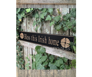 BLESS THIS IRISH HOME” CARVED WOOD SIGN - Irish Crossroads