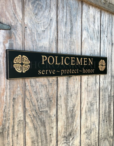 PLAQUES, SIGNS & POSTERS “POLICEMEN” CARVED WOOD SIGN