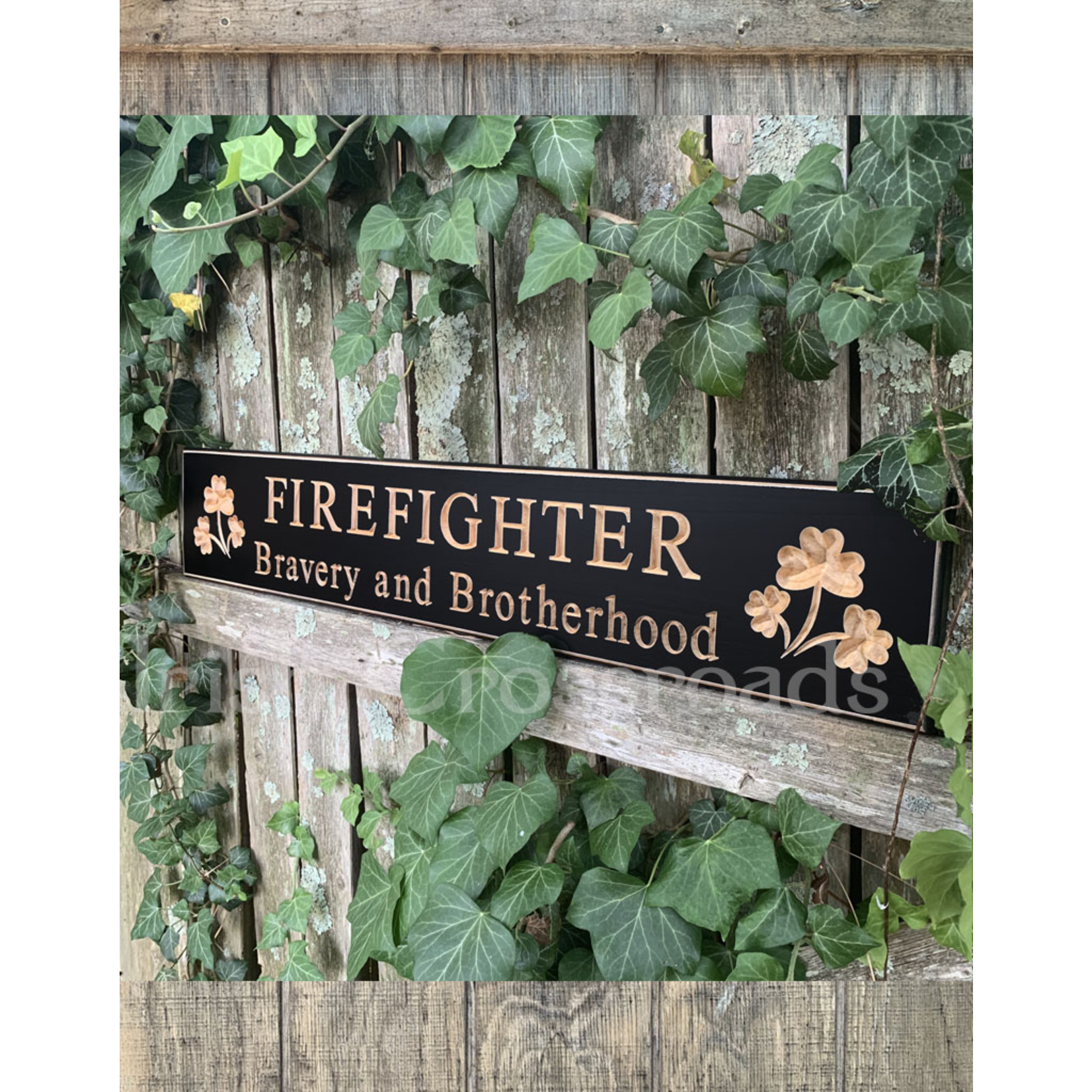 PLAQUES, SIGNS & POSTERS “FIREFIGHTER” CARVED WOOD SIGN
