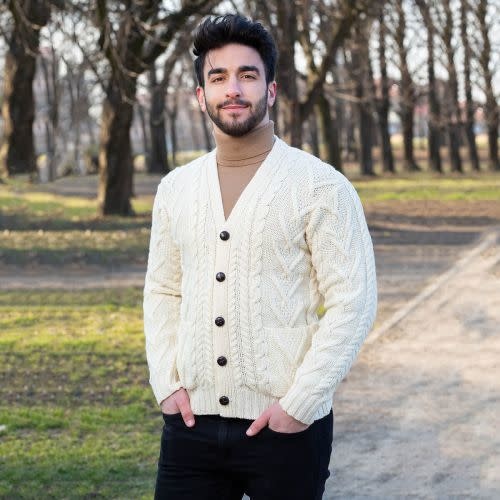100% merino wool v-neck sweater - Man