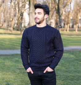 Saol Knitwear Men's Irish Cable Shawl-Collar Cardigan - Navy (Select Size:: XX-Large)