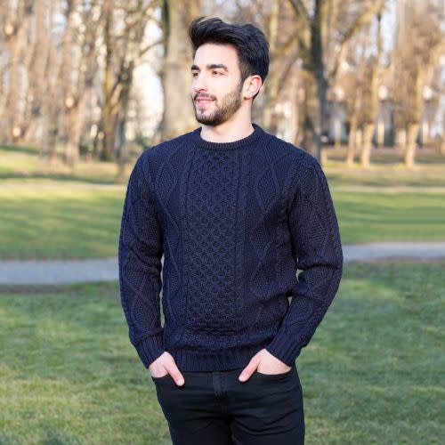 navy cable knit sweater