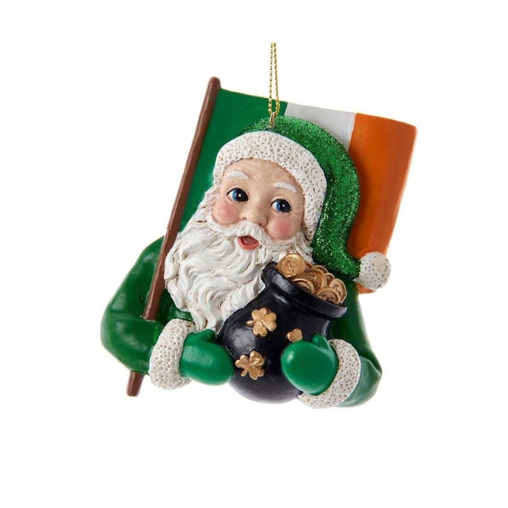 ORNAMENTS IRISH SANTA FLAG ORNAMENT