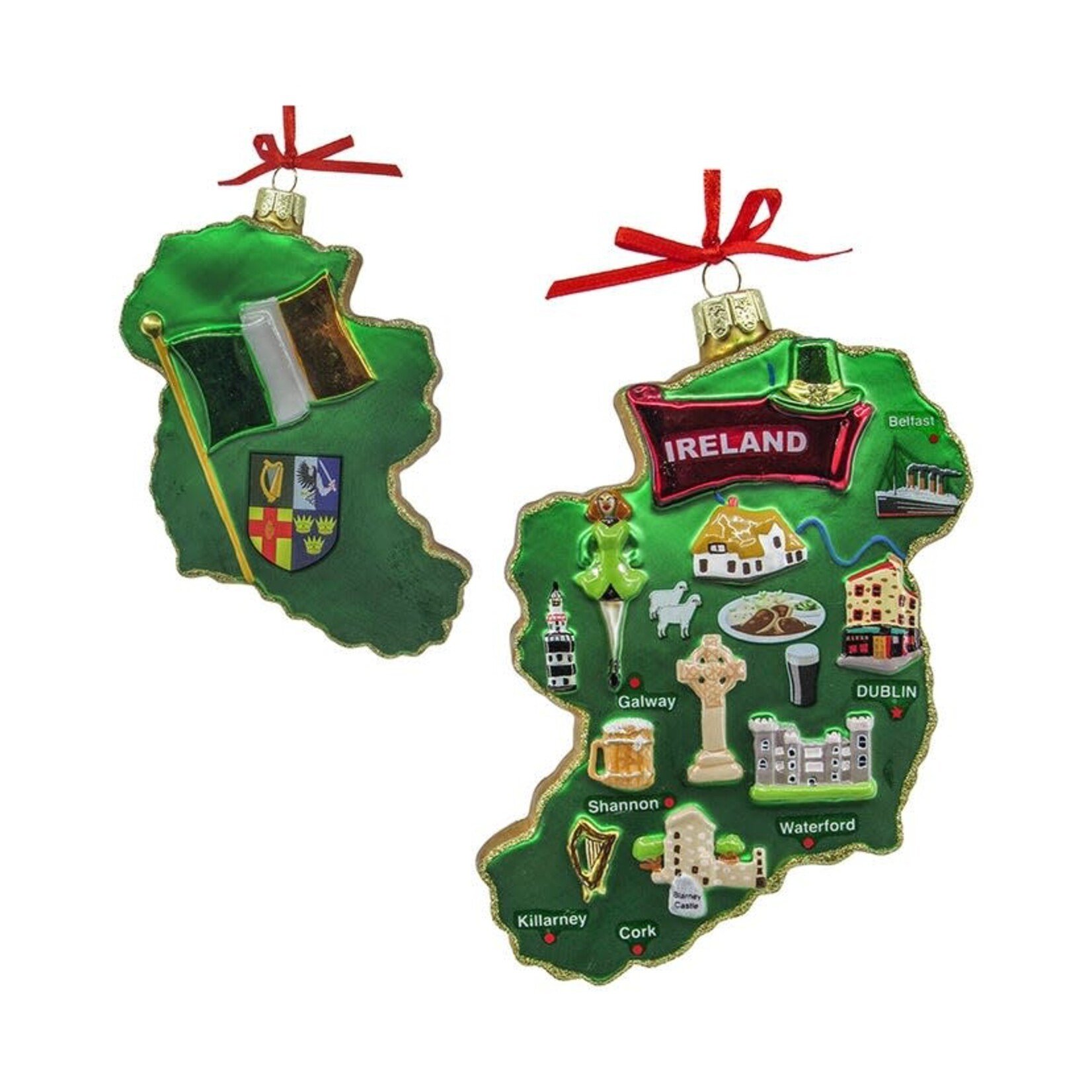 ORNAMENTS MAP of IRELAND GLASS ORNAMENT