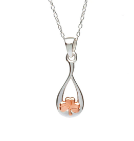 PENDANTS & NECKLACES WOODS - STERLING SHAMROCK TEARDROP PENDANT