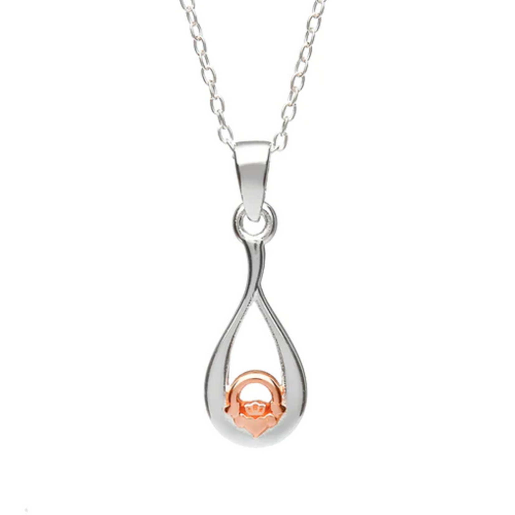 PENDANTS & NECKLACES WOODS - STERLING CLADDAGH TEARDROP PENDANT