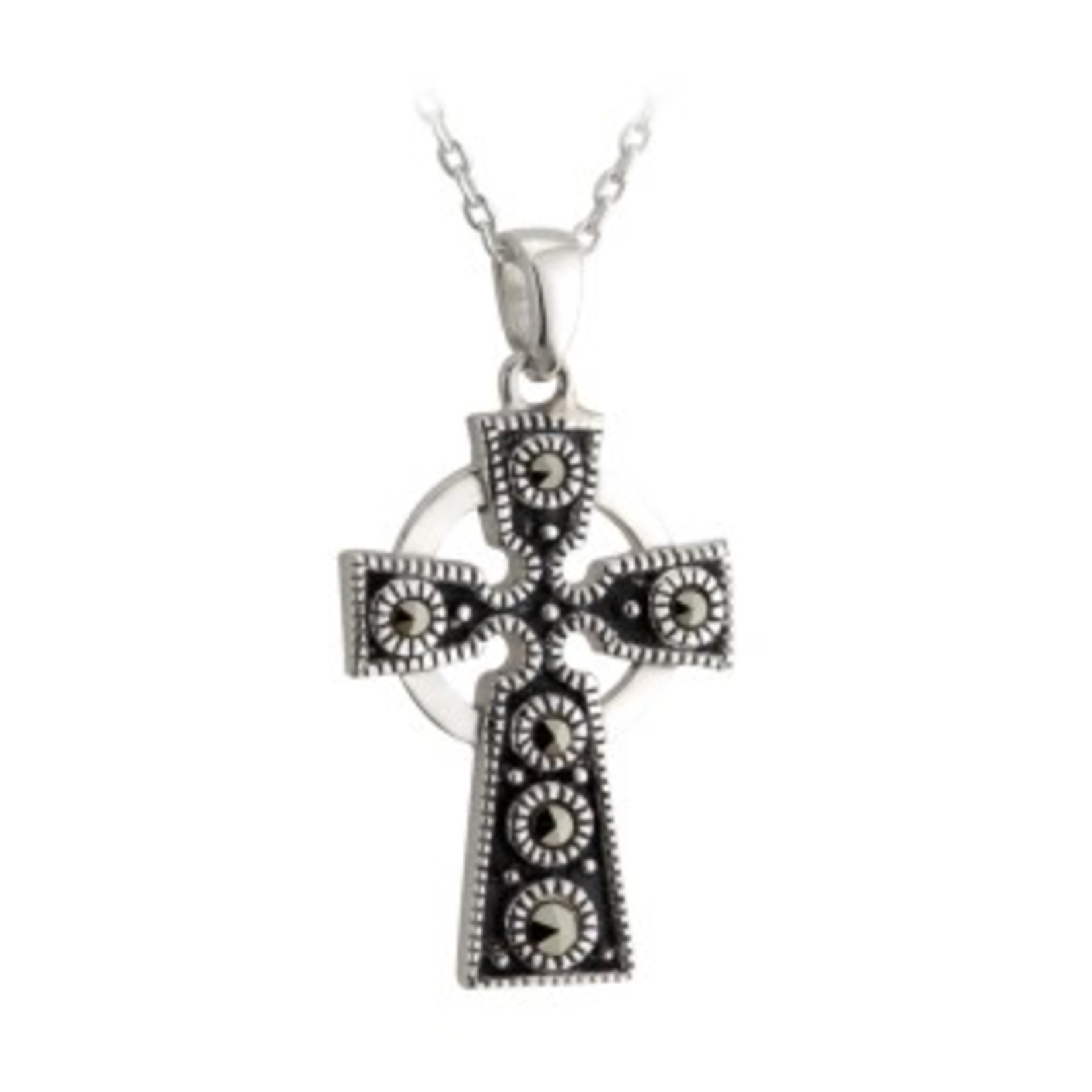 CROSSES SOLVAR STERLING & MARCASITE CELTIC CROSS