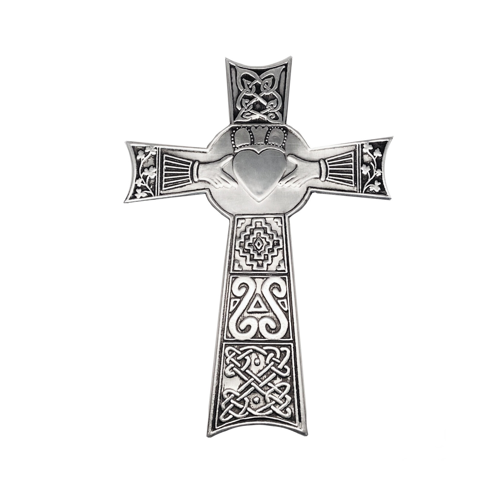 CELTIC CROSSES MULLINGAR PEWTER LARGE CLADDAGH WALL CROSS
