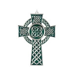 CROSSES SILVER-TONE WALL CROSS - Green & Knots