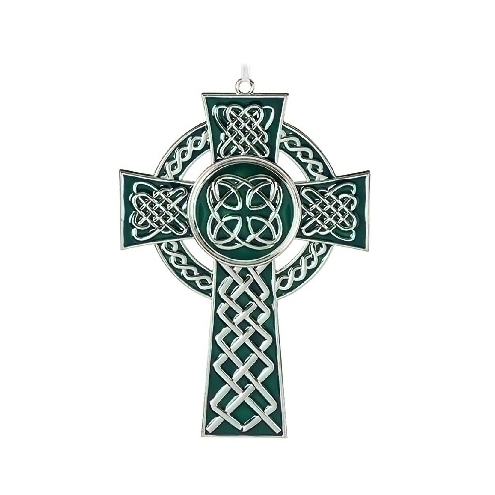 CROSSES SILVER-TONE WALL CROSS - Green & Knots