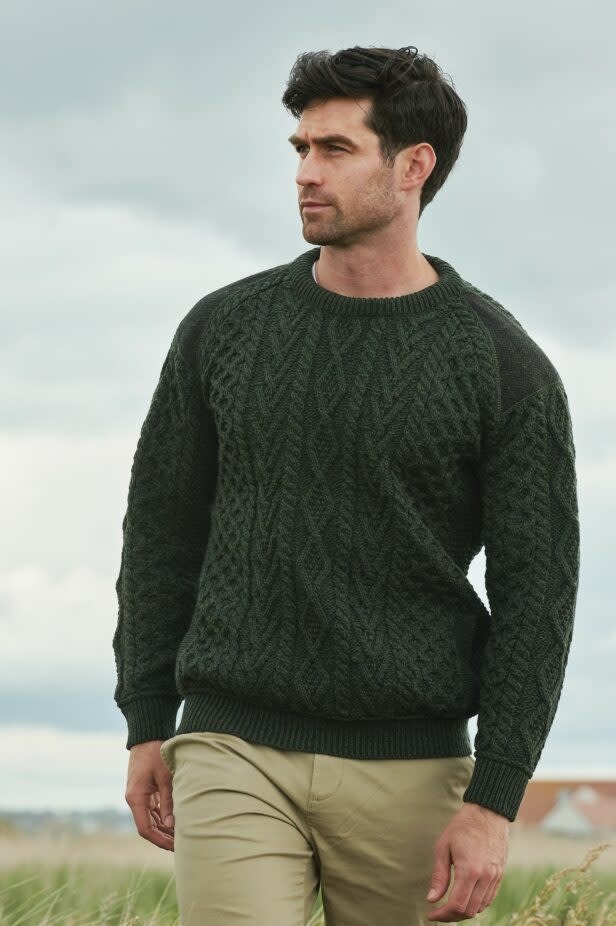 SWEATERS SLIGO CREW NECK SWEATER w TWEED - Army Grn