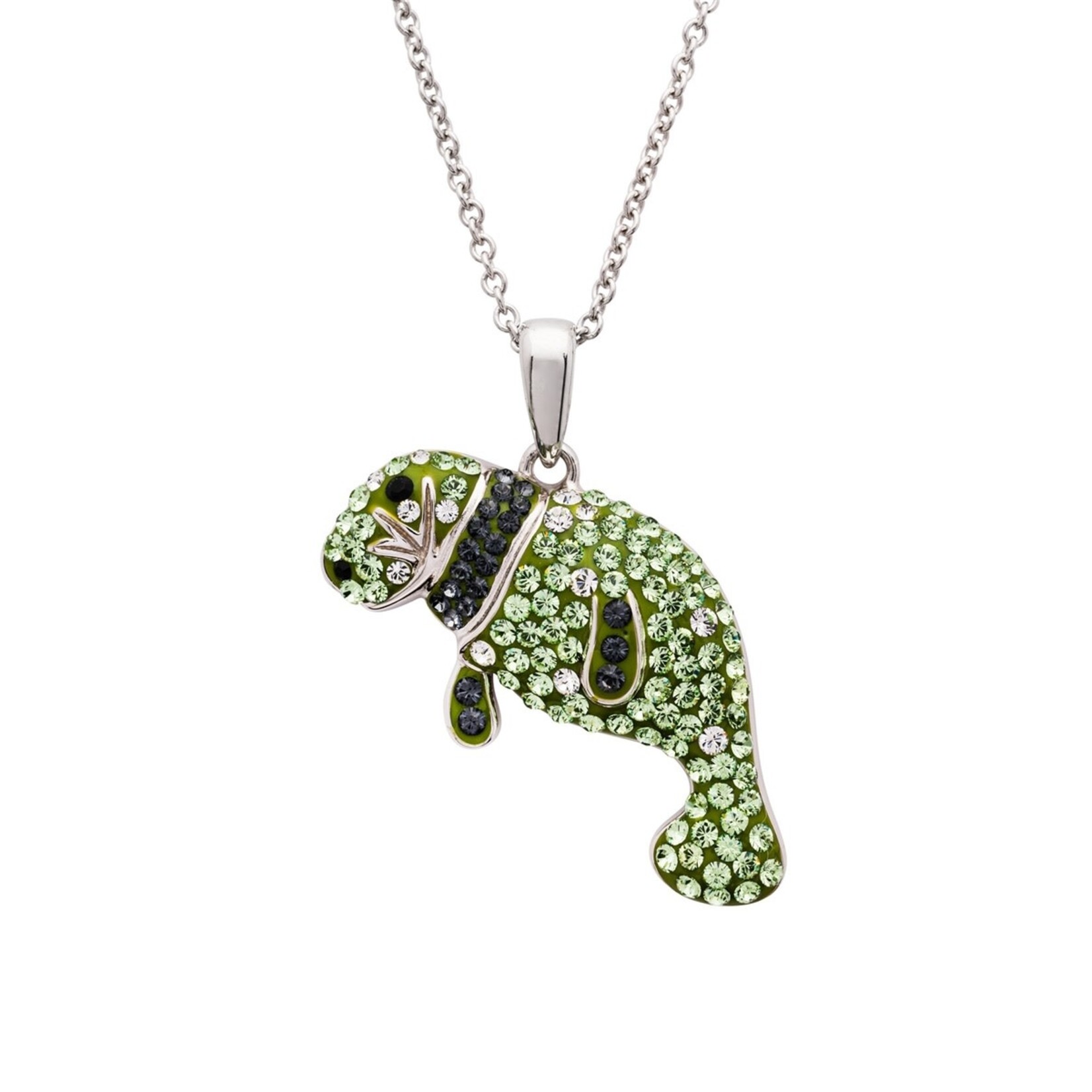 PENDANTS & NECKLACES OCEAN STERLING PERIDOT MANATEE  PENDANT w CRYSTALS