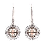 EARRINGS OCEAN STERLING COMPASS EARRINGS w RG & CRYSTALS