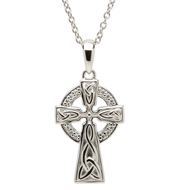 CROSSES SHANORE STERLING PAVE MED CELTIC CROSS with CZs