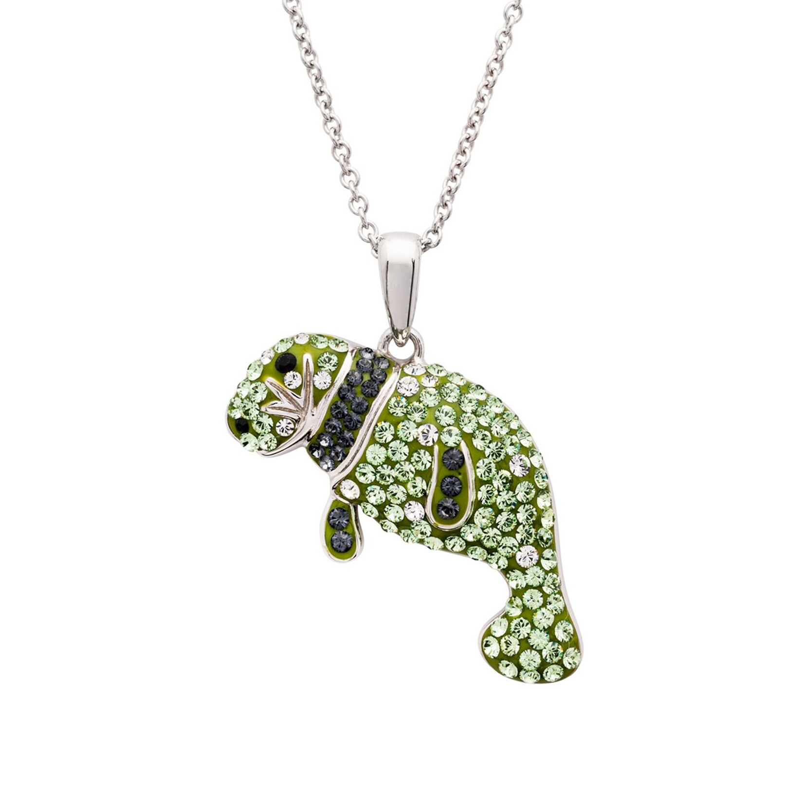 PENDANTS & NECKLACES OCEAN STERLING PERIDOT MANATEE  PENDANT w CRYSTALS