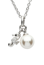 PENDANTS & NECKLACES OCEAN STERLING MINI SEAHORSE PENDANT w. PEARL & CRYSTALS