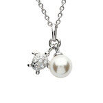 PENDANTS & NECKLACES CLEARANCE : OCEAN STERLING MINI TURTLE PENDANT w PEARL & CRYSTALS : FINAL SALE