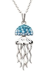 PENDANTS & NECKLACES OCEAN STERLING JELLYFISH PENDANT w CRYSTALS