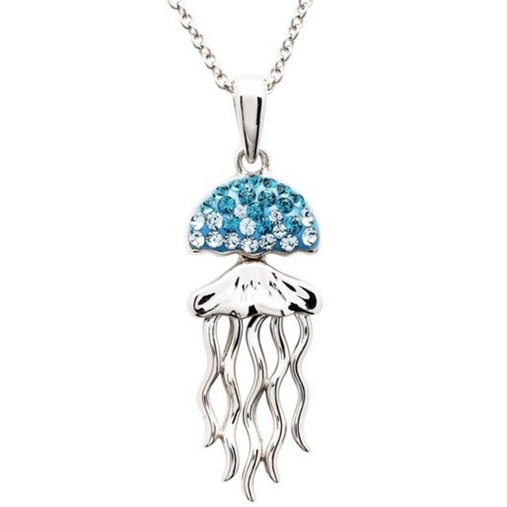 PENDANTS & NECKLACES OCEAN STERLING JELLYFISH PENDANT w CRYSTALS