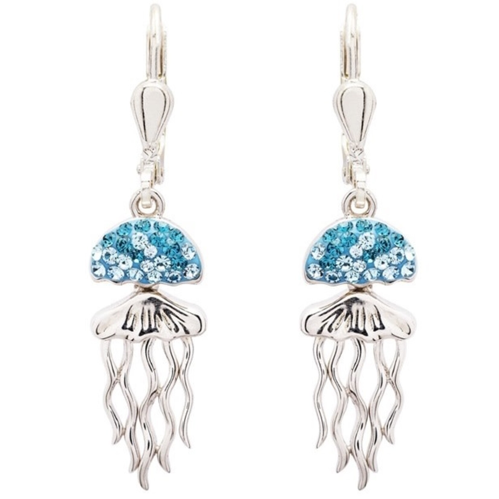 EARRINGS OCEAN STERLING JELLYFISH DROP EARRINGS w CRYSTALS