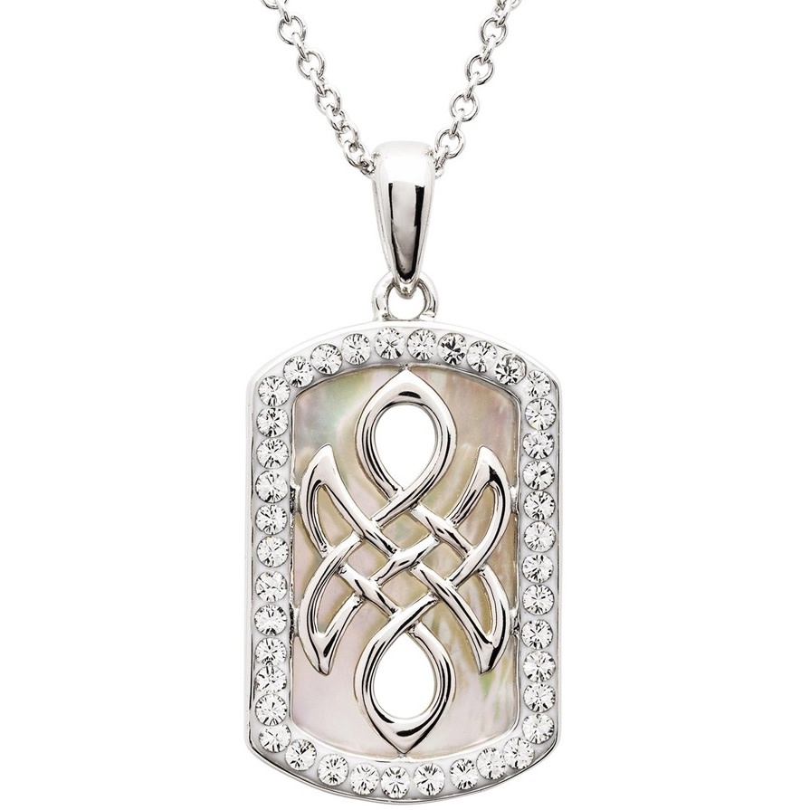 Sterling Silver Trinity Knot Necklace w/ 64 Swarovski Crystals | USA Kilts