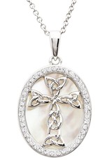 PENDANTS & NECKLACES SHANORE CROSS PENDANT w CRYSTALS & MOTHER of PEARL