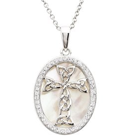 PENDANTS & NECKLACES SHANORE CROSS PENDANT w CRYSTALS & MOTHER of PEARL