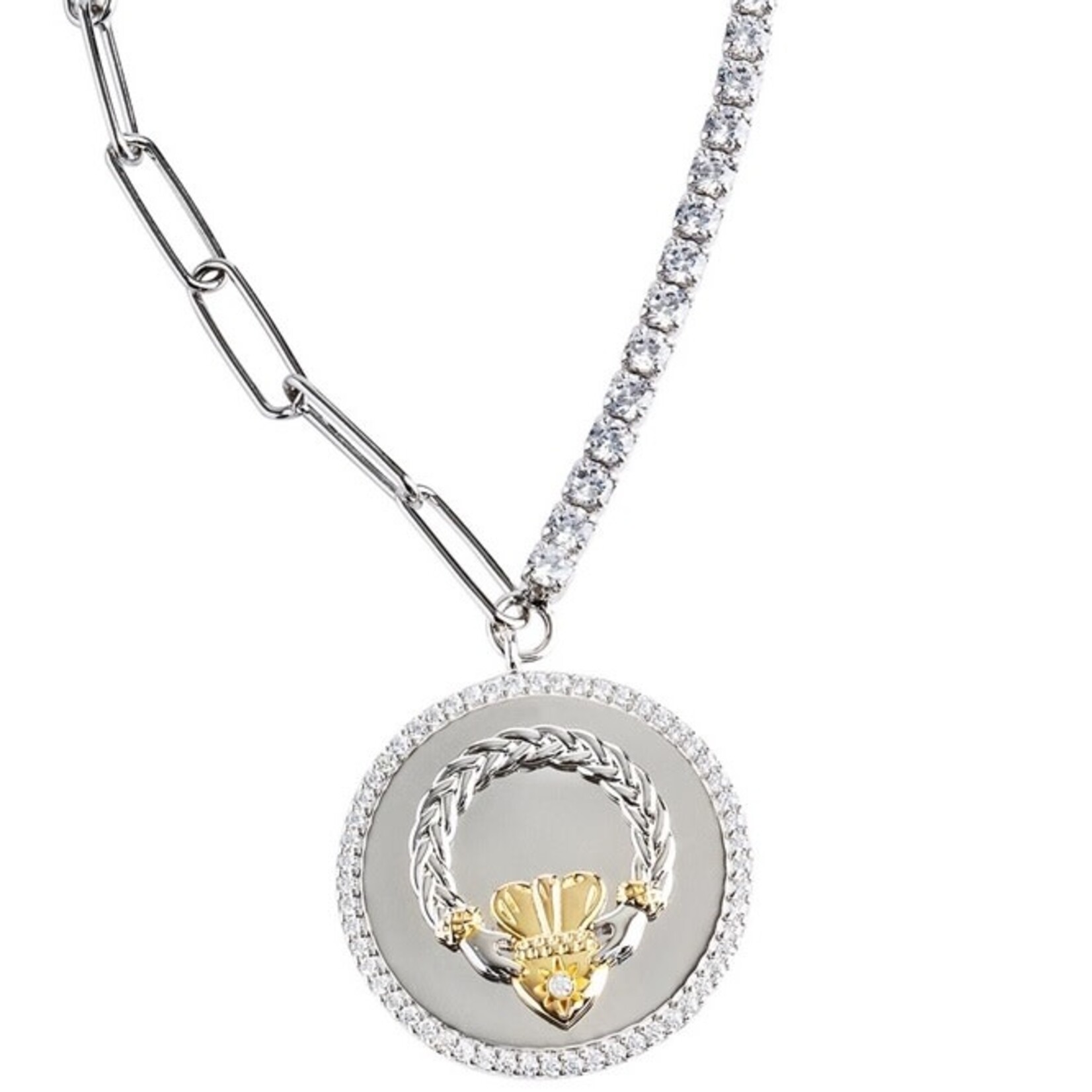 BRACELETS & BANGLES SHANORE STERLING CHAIN-LINK CLADDAH BRACELET w CZs