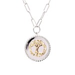 PENDANTS & NECKLACES CLEARANCE: SHANORE STERLING CHAIN-LINK TREE of LIFE PENDANT w CZs :FINAL SALE
