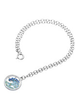 ANKLETS OCEAN STERLING ANKLE BRACELET - WAVE w. CRYSTALS